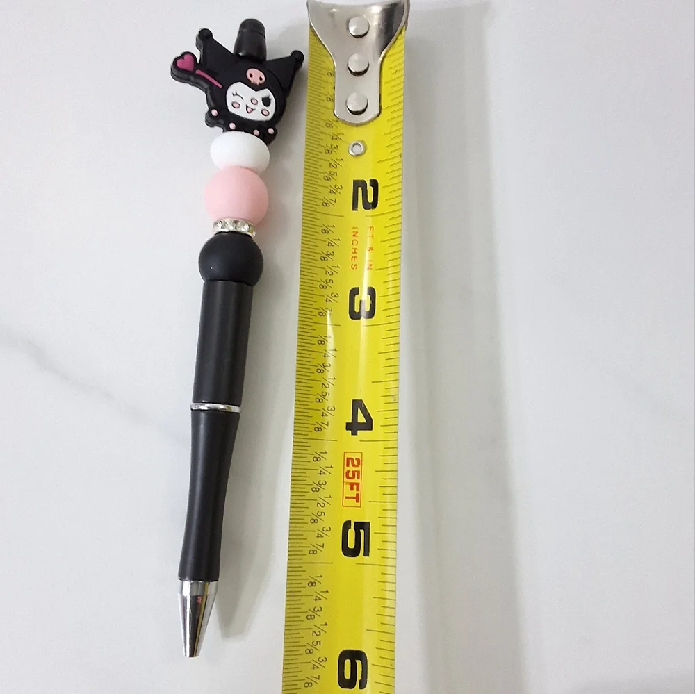 Kuromi Sanrio Black Beaded Writing Pen, Black Ink Pen, NEW
